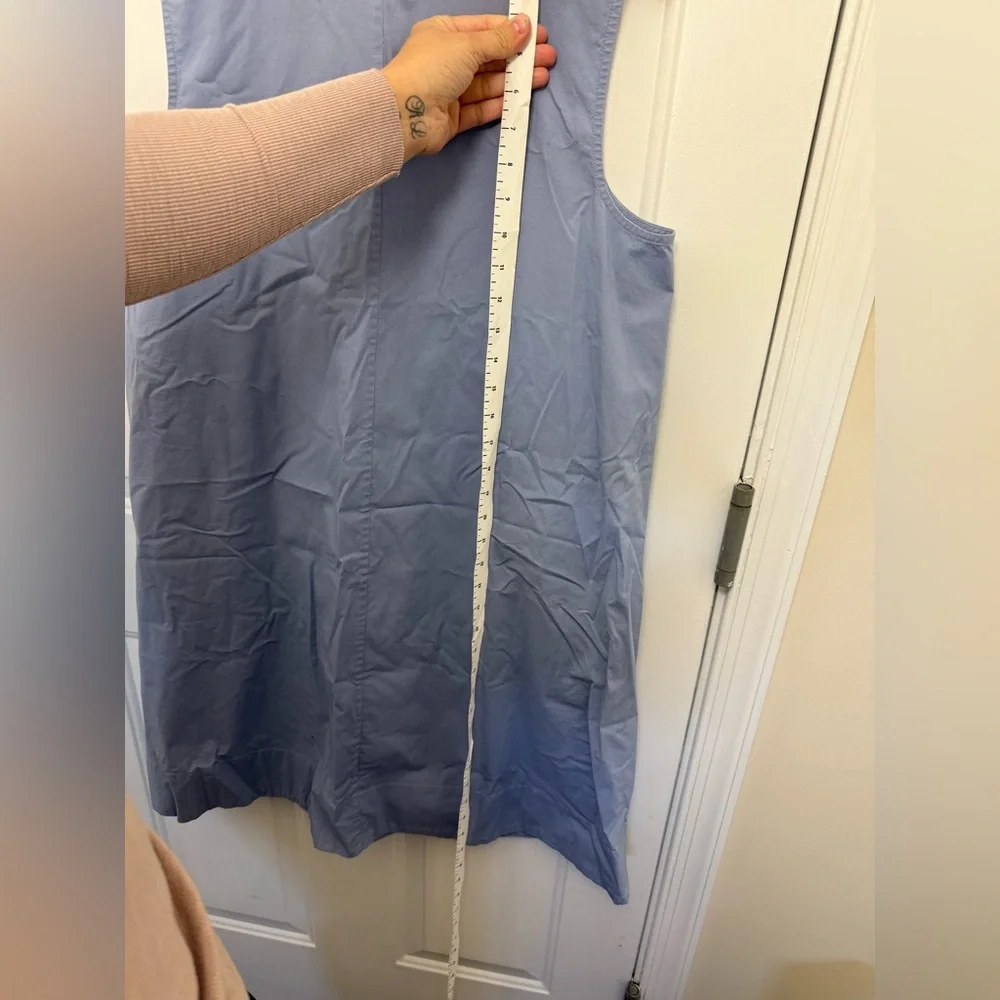 Eileen Fisher Sleeveless Organic Cotton Poplin Dress Quarter Zip Light Blue Sz M - Picture 10 of 10